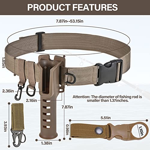 Fishing Wading Belt Rod Holder Adjustable Wader Waist Belt for Fly Surf Casting Spinning Pole Fishing Tool Tackle (Black) - color: Khaki