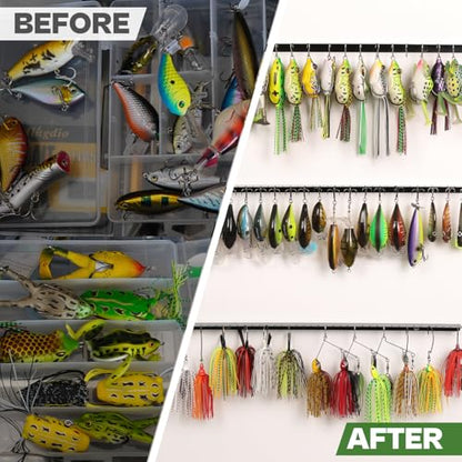 VEYWANE Fishing Lure Display Storage Racks, 15" Wall Mount Metal Fishing Baits/Lures Organizer and Rig Holder 4 PCs