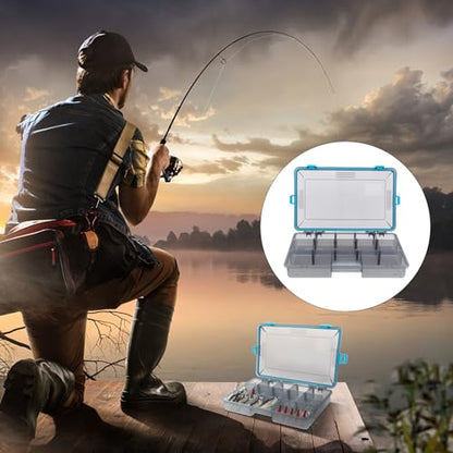 Fishing Lure Storage Box Waterproof Large Utility Tackle Box with Adjustable Dividers and Four Lock Closures Blue for Fishing Gear and Bait Organization