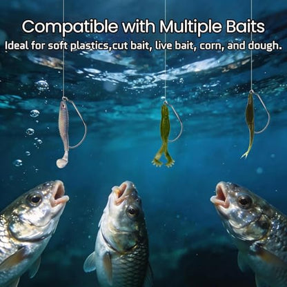 FishTrip Swimbait Hook, 25/50Pcs Twist-Lock Worm Keeper Hooks | High Carbon Steel Needle Point Centering Pin Spring Weedless Hook for Soft Plastic Lures Swimbaits Bass Fishing 1/0-5/0 - size: 1/0_50pcs