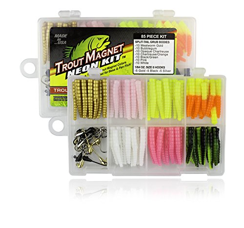 Trout Magnet Ultimate Bundle - 82 pc Trout Fishing Gear Kit - 350 Yard Trout S.O.S. Monofilament Fishing Line, Phantom Fluorocarbon Leader Line, 4 E-ZTrout Floats