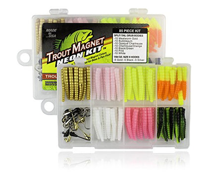 Trout Magnet Ultimate Bundle - 82 pc Trout Fishing Gear Kit - 350 Yard Trout S.O.S. Monofilament Fishing Line, Phantom Fluorocarbon Leader Line, 4 E-ZTrout Floats
