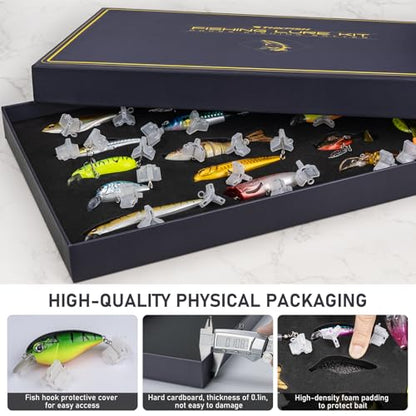 THKFISH Fishing Gift 19PCS Fishing Lures Kit Tackle Box Freshwater Catch All Fishing Kit for Bass, Trout, Crappie, Bluegill, Perch, Sunfish, Catfish, Perfect Fishing Lures Set for Men, Teens, Adults