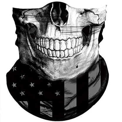 Obacle Bandana Face Mask Neck Gaiter Tube Mask Men Women for Sun Dust Protection - color: Black White Skull Face Flag