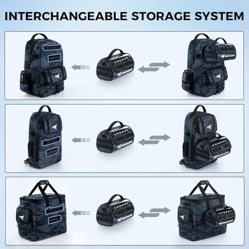 KastKing BaitSpace Line Management Bag, Fishing Line Storage Bag with Water Resistant Nylon, Clear View Window, Removable Divider, Tangle-free Leader Line Holder - color: E: Blue Camo-Large