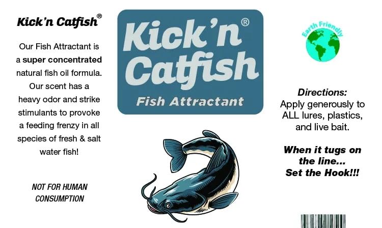 Kick’n Bass Fish Attractant, Supercharged Concentrated Natural Fish Oil Formula Scent for Fishing Lures, One 4 fl oz Bottle. (10 Scents to Choose from) - color: Kick’n Catfish