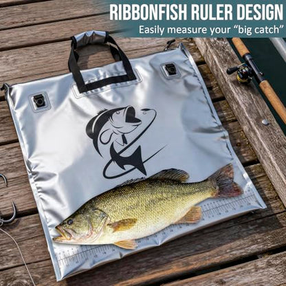 THKFISH Fish Tournament Weigh in Bag for Bass Fishing with Leakproof Zipper | Heavy Duty Live Fish Bags for Caught Fish with Waterproof Zipper and Mesh Liner,Puncture Resistant - color: Silver-25×23in with Net