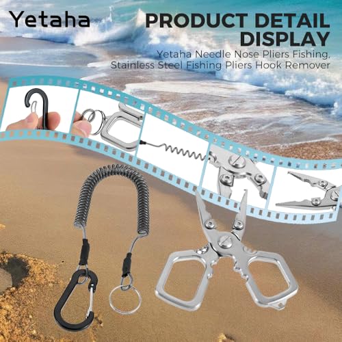 Yetaha 4 Inch Stainless Steel Fishing Pliers with Anti-Slip Grip | Mini matte multi-functional fishing pliers, ideal saltwater tackle & practical fishing gifts for men