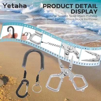 Yetaha 4 Inch Stainless Steel Fishing Pliers with Anti-Slip Grip | Mini matte multi-functional fishing pliers, ideal saltwater tackle & practical fishing gifts for men