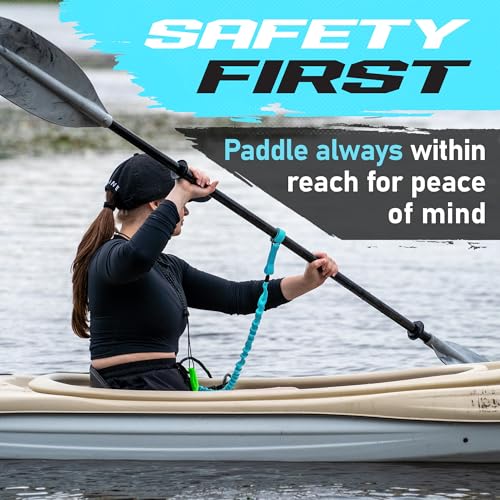 Gradient Fitness 2 Pack Kayak Paddle Leash, 5-8 Feet Stretchable Paddle Strap with Carabiner Secure Leash Lanyard Rope for SUP Kayak Canoe Paddle Fishing Pole Rod - color: Blue