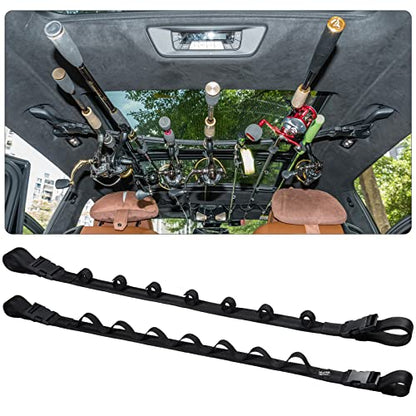 Dr.Fish Car Fishing Rod Holder, 5/7 Rod Adjustable Fishing Pole Rack | Durable Nylon, Adjustble Roof-top Holder Rack for Vehicles, Pick Up, Full Size SUV. Available in 5 or 7 rod Capacity - size: 7 Rod Buckle Mount, 30-50"