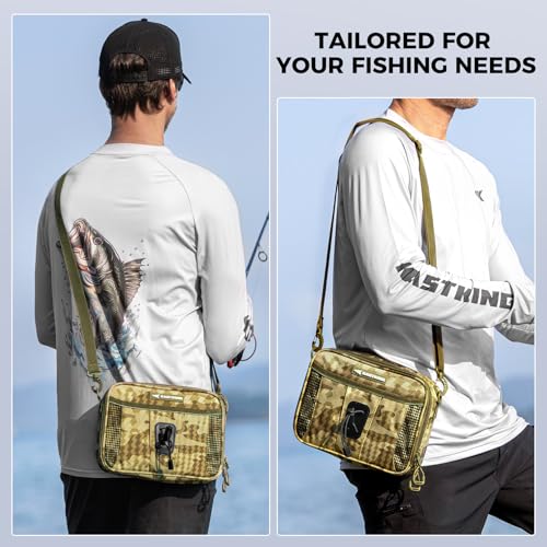 KastKing BaitSpace Detachable Bait Binder Tackle Bag – Large Clear Sleeves, Durable 900D Water-resistant Fabric, Soft Plastic Bait Storage For Hooks, Sinkers & Fishing Accessories - color: Khaki Camo