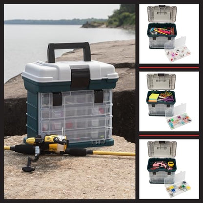 Portable Tool Box - Small Parts Organizer with Drawers and Customizable Compartments for Hardware, Fishing Tackle, Beads, or Crafts by Stalwart (Gray) - size: 10 inches (L) x 7 inches (W) x 10.5 inches (H)