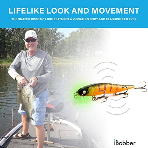 iBobber Snappr Natural Robotic Swimming Lure, Mega 117mm, Rechargeable LED Light, 4-6Ft Depth Slow Sinking Jerkbait for Bass, ReelSonar - color: Tarnished