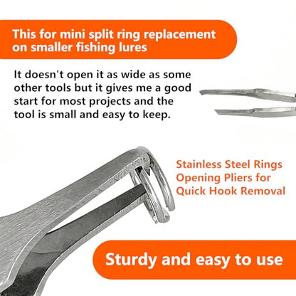 Split Ring Pliers Fishing Lure Tool for Small Rings Mini Key Ring Opener | Stainless Steel Micro Tweezers to Open Small Jump Rings for Jewelry Making and Quick Hook Removal 2 Pack