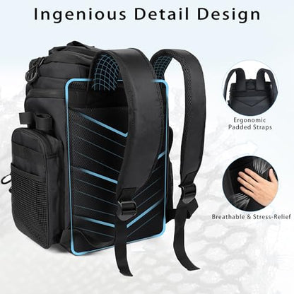 Fishing Backpack with 4 Tackle Boxes, 55L Large Tackle Box Backpack with 4 Rod Holders, Waterproof 900D Tackle Backpacks with Cooler & Clear Gear Windows, Fishing Gifts for Men Women, Black - color: Black (with 4Boxes)