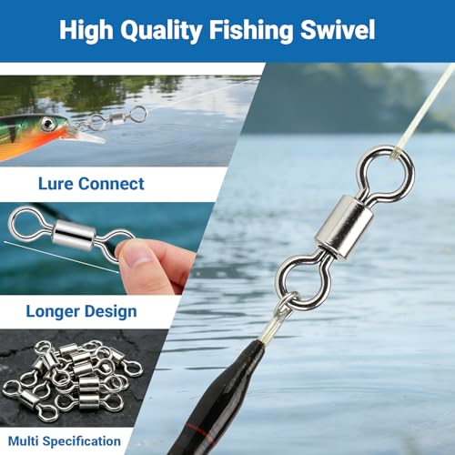 QISHUO High Strength Fishing Swivel Saltwater Heavy Duty Barrel Swivel Snap Stainless Steel Swivels Fishing Connect SUS304 - size: Size #5 (132lb) 50pcs