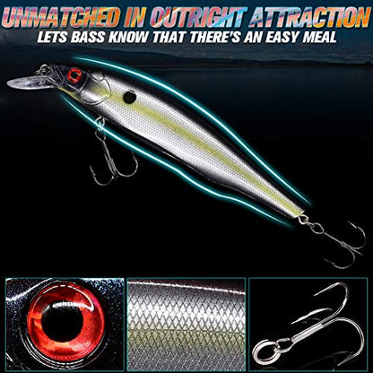 XFISHMAN Jerkbait Kit - Minnow Lure - Suspending - Bass, Smallmouth Bass, Walleye, Largemouth Bass - 1 Piece - color: Sexy-Shad, size: 85mm（3-1/3"in）