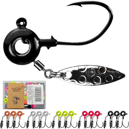 Crappie Jigs with Spinner, 15 Pcs Scent Holder Underspin Crappie Jig Heads for Bass Panfish Walleye Fishing, 1/8oz, 1/16oz - color: 1/16oz - 15 Pcs