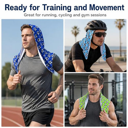 6 Pack Cooling Hoodie Towel, 25 x 12 Inch Hooded Neck Wrap with Pouches and Clips, Soft Breathable Ice Towel for Sports, Gym, Camping, Fishing, Cycling, Outdoor Work, Portable Set