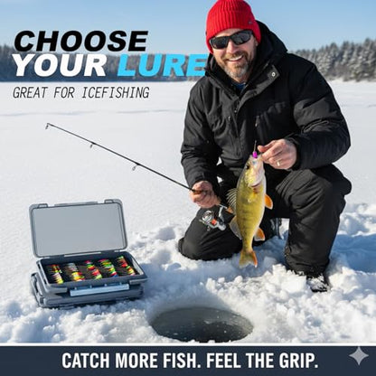 Ice Fishing Jigs Kit 100pcs Lures Bait Icefishing Set Crappie Jig Hooks Gear Accessories for Walleye Panfish with Tackle Box Gifts for Men - color: 100pcs ice fishing jigs with two lure boxes