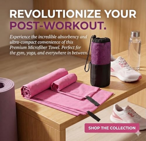 EPAuto 2-Pack Microfiber Quick Dry Travel Towel Set, Pink | Lightweight, Super Absorbent, Compact, 60"x30" & 24"x15", for Gym/Camping/Beach/Yoga/Backpacking - color: Pink
