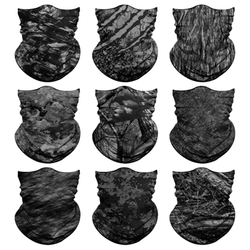 Neck Gaiter for Men Women Headwear Bandana Head Wrap Face Scarf Mask Cover Warmer Balaclava-Seamless & Versatile - color: B-black-camo
