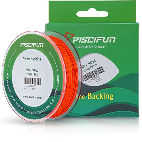 Piscifun Fly Line Backing, Braided Fly Backing Line - color: Orange, size: 20lb/100yd