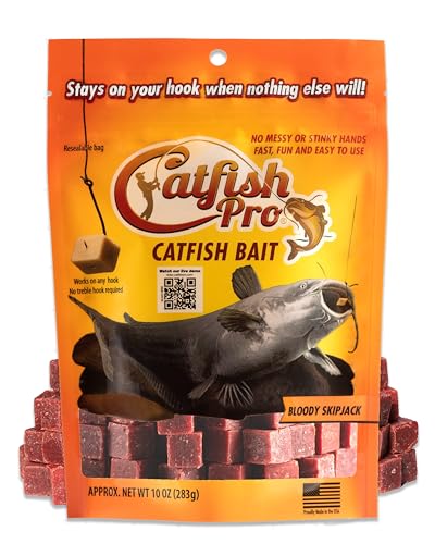 Catfish Pro Catfish Bait - 10oz Bag with 80pcs | Irresistible Scent for Catfish | Mess-Free, Stays On Your Hook When Nothing Else Will | Great for Rod, Reel, Trotline, Jugs & Yoyos Fishing - color: Bloody Skipjack