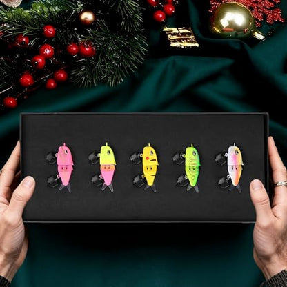 5PCS Glide Bait Fishing Lures Kit, 2026 Surprise Gift for Men & Teen Boys | Fishing Gear for Dad,Bass Fishing Lures Gift Set with Premium Gift Box, Hard & Soft Baits for Bass Trout Pike Salmon - style: 5a