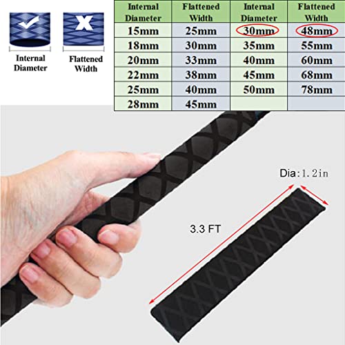 3.3 FT x 1.2 Inch Heat Shrink Tubing, Non-Slip Black Repair Sleeve | 3.3 FT Shrink Wrap Tubing, 1.2 inch Dia. Non-Slip and Waterproof Hand Grip Wrap. Black Comfortable and Secure Grip. - size: Dia 30mm-1.2''(3.3 feet,Black)