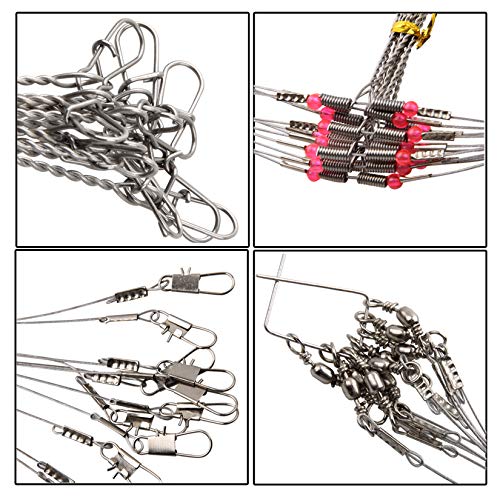 Fishing Leaders, Stainless Steel Fishing Wire Saltwater Tackle Rig with Swivels Snap Beads for Lures Bait Hooks High Strength Fishing Leader Wire Gear Equipment 2 Arms 3 Arms - color: 2Arm