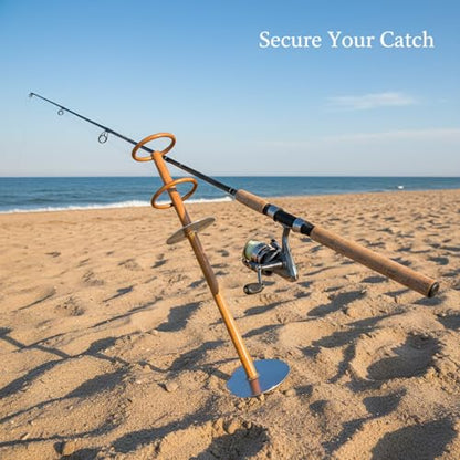 Solid Wood Fishing Rod Holder with Ground Spike for Beach, Riverbank, and Shore Fishing