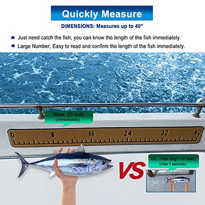 Foam Fish Ruler with Adhesive Backing, EVA Fish Ruler for Boat Accessories Marine Fishing Measuring Tool, Fish Measuring Tape for Kayak, Fishing Boat, Cooler Ruler (40" Fish Ruler) - color: Dark Brown
