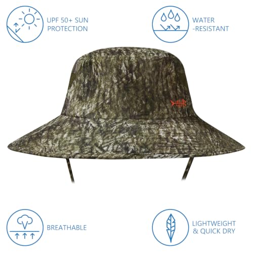 BASSDASH UPF 50+ Breathable Sun Hat with Removable Face Cover and Neck Flap Wide Brim Bucket Hat for Fishing Hiking Men Women - color: Moss Wood