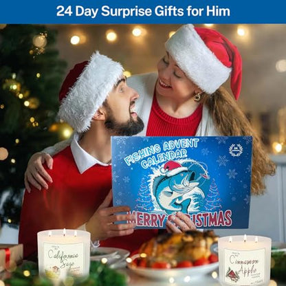 Fishing Advent Calendar 2025 for Men & Teen Boys – 24-Day Christmas Countdown Calendar with Fishing Tools, Lures & Accessories – Fish Lip Gripper, Xmas Gift for Son, Husband, Boyfriend, Brother, Girl
