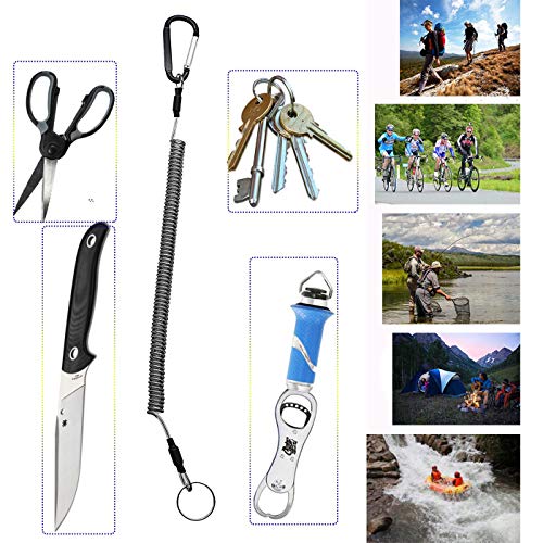 Fishing Lanyard Heavy Duty Retractable Coiled Tether with Carabiner for Pliers, Boating, Tools - color: 12pcs+multicolor