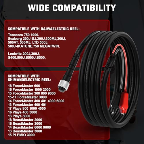 10FT Fishing Reel Replacement Part for Daiwa 1000 750 500 and for Shimano Power Cord Cable Battery Connecting Line Double Connectors 3M