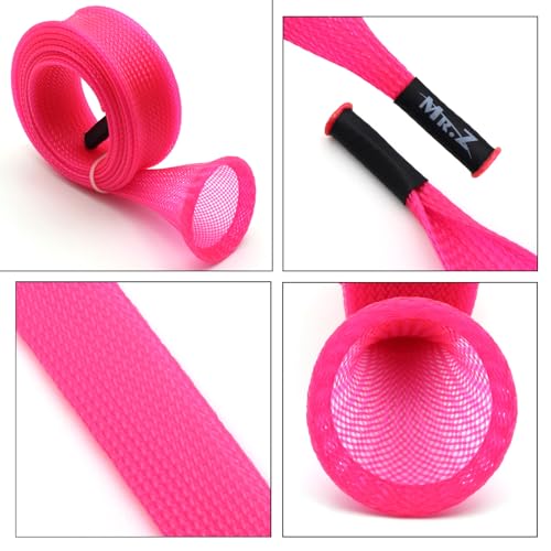 Mr. Z Pack of 4 Casting Fishing Rod Sleeves with 2 Rod Straps Fishing Rod Covers Pole Jacket Rod Socks - color: Pink