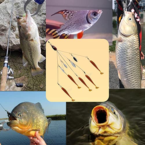5 Arms Alabama Rigs for Bass Fishing, Swimbait Lure Kit Umbrella Rigs with 4 Willow Leaf Blades for Trout Salmon Freshwater Saltwater - color: 56 Pcs