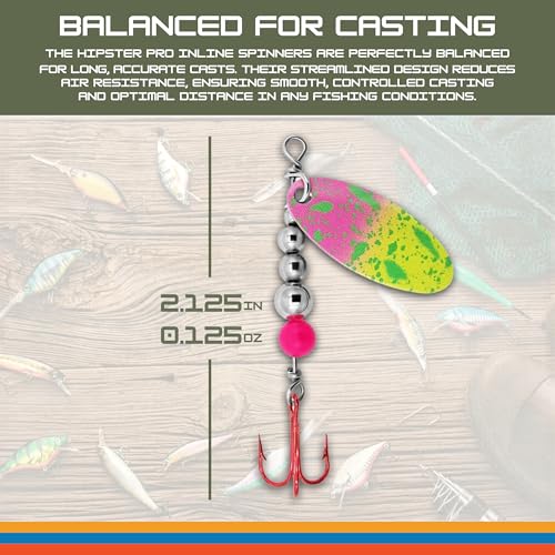 Hipster Pro Pack Rooster Tail Fishing Lures - Proven Inline Spinner Baits, Premium Trout Spinners for Trout and Salmon River Fishing, 100% USA Made by Hofmann's Lures - color: The Crushed Guppy