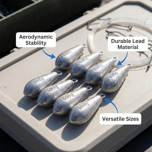 Teardrop Drop Shot Sinkers – Lead Fishing Weights & Sinkers for Bass, Catfish & Surf Fishing – Freshwater & Saltwater – 10 Sizes 1/2oz to 7oz, More Per Pack - style: 100g/3.5oz – 6pcs