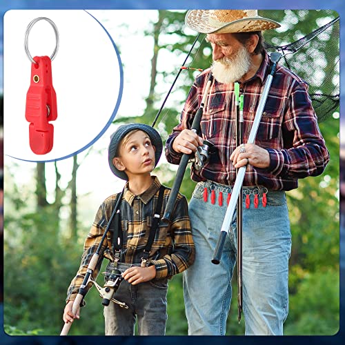 Honoson 20 Pieces Heavy Tension Snap Release Clips Padded Trolling Clips with Key Ring for Weight Planer Board Offshore Kites Downrigger Fishing - color: Red