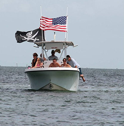 South Wind Designs Boat Flag Pole - Outdoor Boat Flagpole for Rod Holder & Rocket Launcher, Marine Grade Fiberglass Rod, EVA Foam Base with Gimbal End & Stainless Flag Clips, No Drill - 3ft Pole - size: 3' Pole