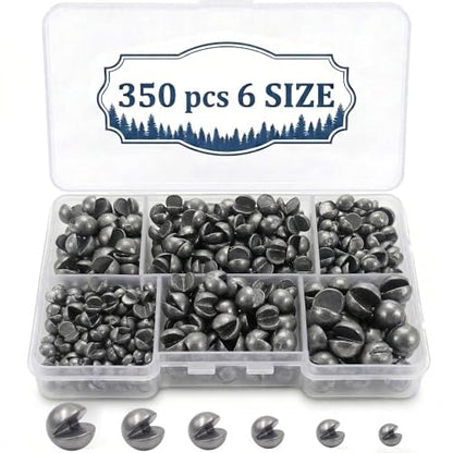 200/350 Pcs Premium Split Shot Fishing Weights Sinkers, Removable Leakproof Fly Fishing Split Shot for Freshwater & Saltwater， Bass Trout Circular Accessories - 5/6 Sizes - size: 350/6 Size Round