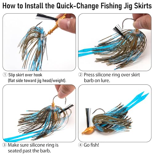 Dr.Fish 15 Pack Replacement Jig Skirts with Tail 88-Strands Silicone Quick Change Fishing Umbrella Skirts for Spinnerbaits Bass Jig Lure Making Supplies - color: Pure White-15 Pack