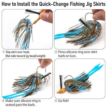 Dr.Fish 15 Pack Replacement Jig Skirts with Tail 88-Strands Silicone Quick Change Fishing Umbrella Skirts for Spinnerbaits Bass Jig Lure Making Supplies - color: Pure White-15 Pack