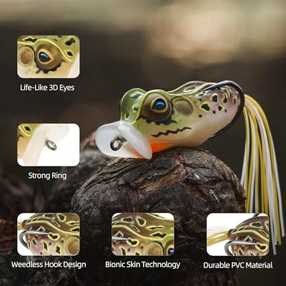 Soft Frog Lures, Topwater Swimbaits for Bass Fishing, Realistic PVC Design, Weedless Hooks, Perfect for Freshwater & Saltwater, Effective Fishing Lures for Pike & Snakehead - style: 5pcs-style C