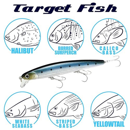 LUCKY CRAFT FlashMinnow 110 Ghost Series Saltwater Fishing Lures, Jerkbait for Halibut and Bass Fish, Slow Suspending 1–2 ft, Surf Fishing Gear and Tackle Box Accessories - color: 829 MS Ghost Ayu