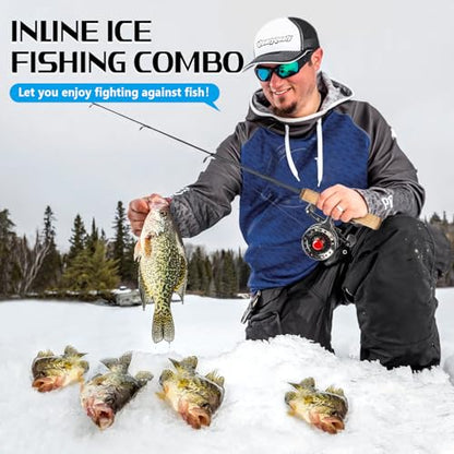 QualyQualy Ice Fishing Rod and Reel Combo 24 inch M/ML Inline Ice Fishing Combos 2 Different Tips for Walleye Perch Panfish and Trout - color: 28'' M/ML-Left